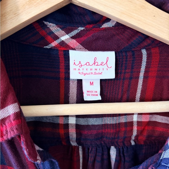 Isabel Maternity by Ingrid & Isabel Red and Navy Plaid Top - Picture 3 of 9